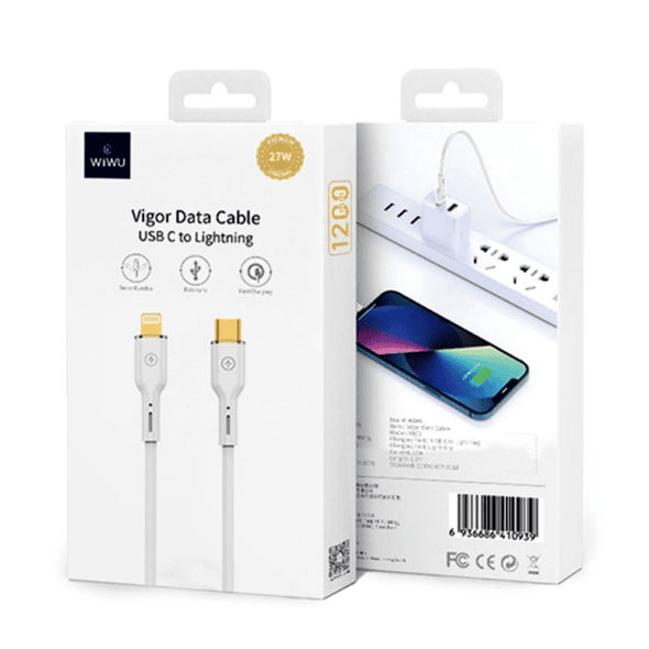 WIWU Vigor Cable Wi-C018 C-C USB C to USB C cable 100W White 1.2m