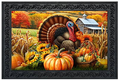 Wild Turkey and Pumpkins Doormat