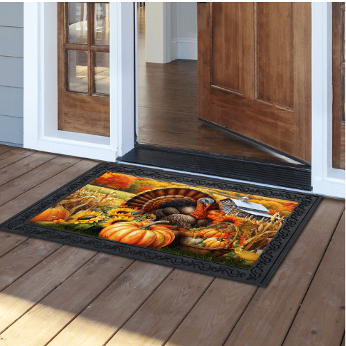Wild Turkey and Pumpkins Doormat