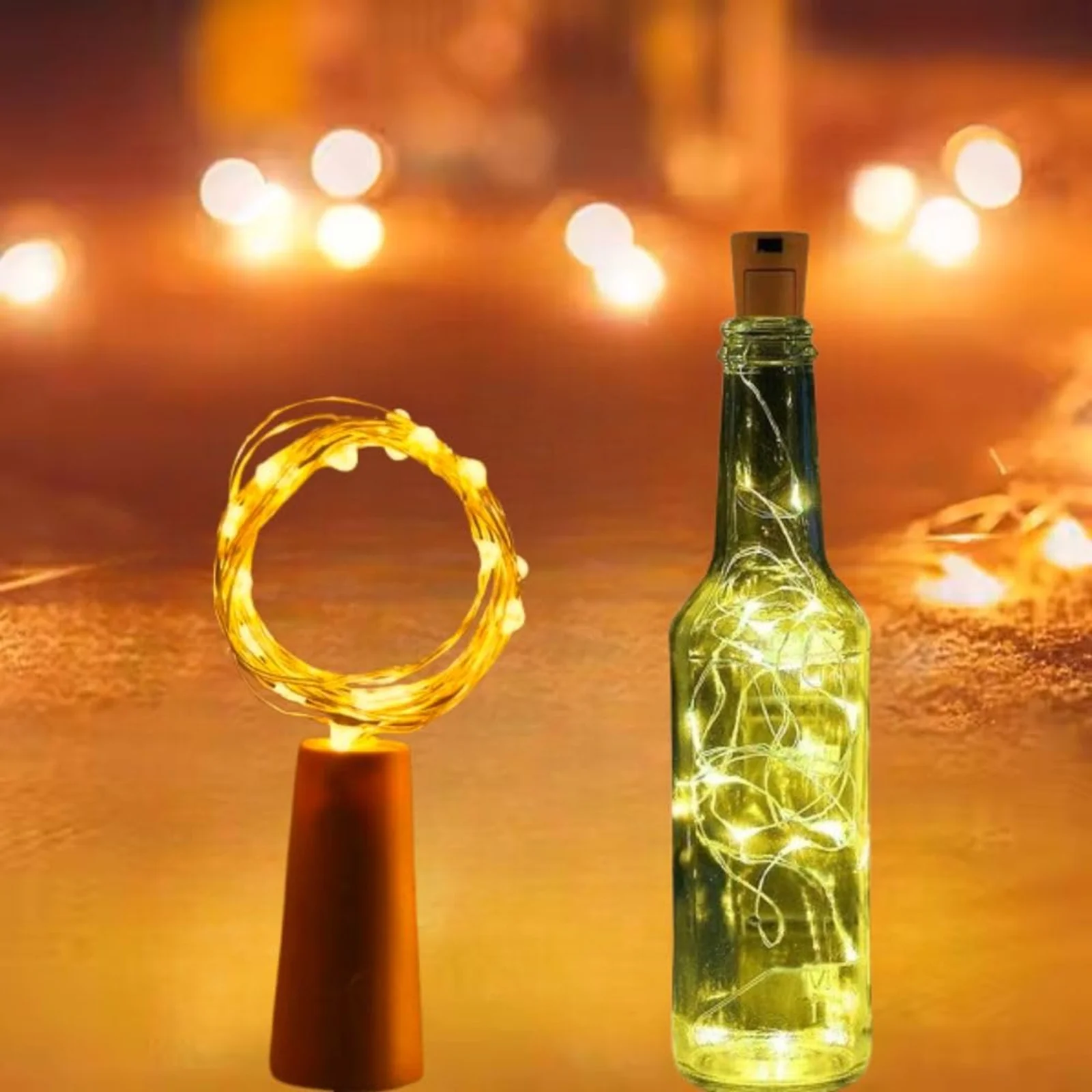 Wine Bottle Cork Lights Pack of 2 | 20 LED 2M Warm White Fairy Lights with 3 Modes