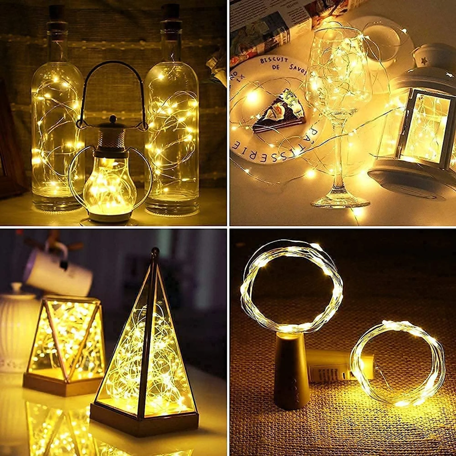 Wine Bottle Cork Lights Pack of 2 | 20 LED 2M Warm White Fairy Lights with 3 Modes