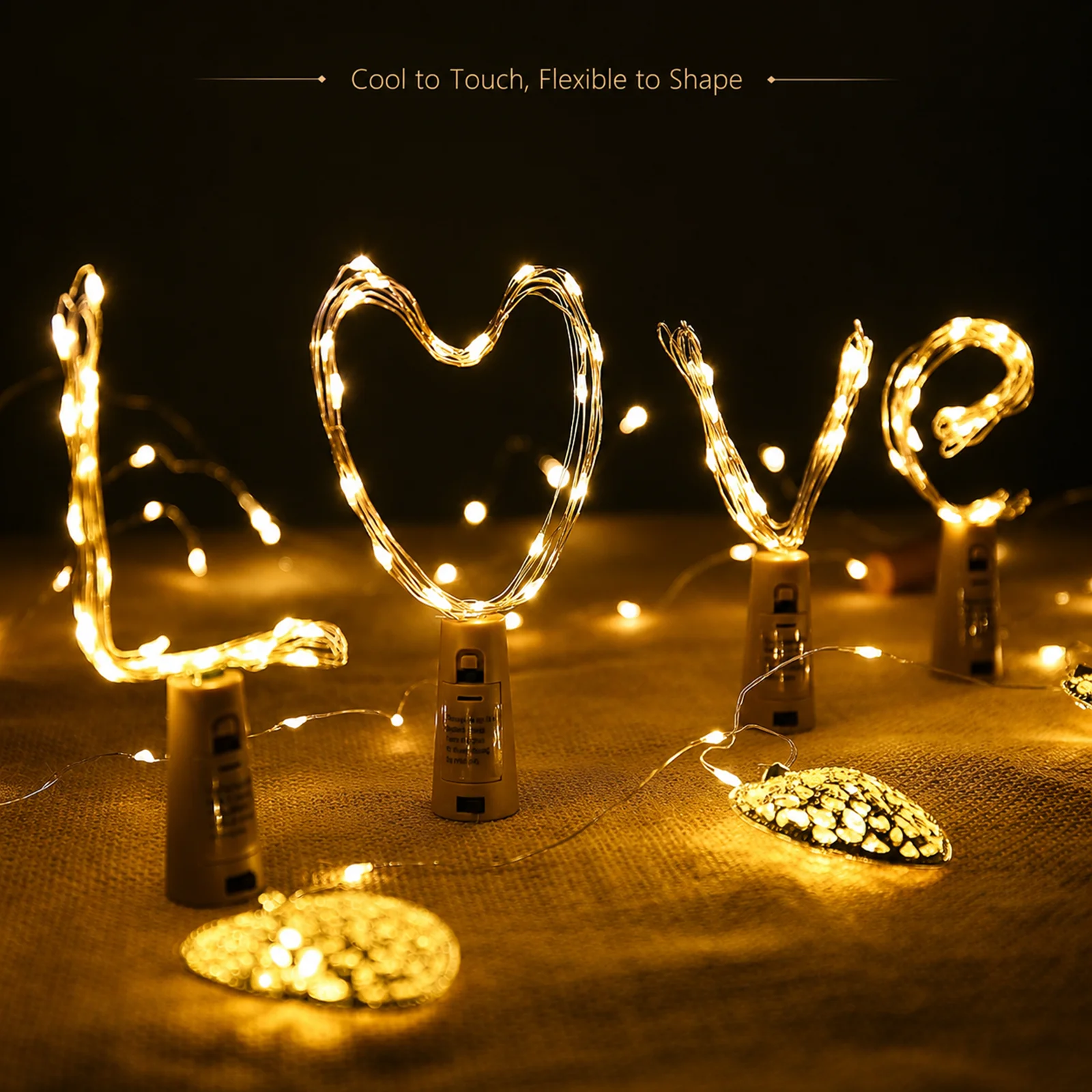 Wine Bottle Cork String Lights Pack of 2 | 20 LED 2M Warm White Fairy Lights for DIY Decoration
