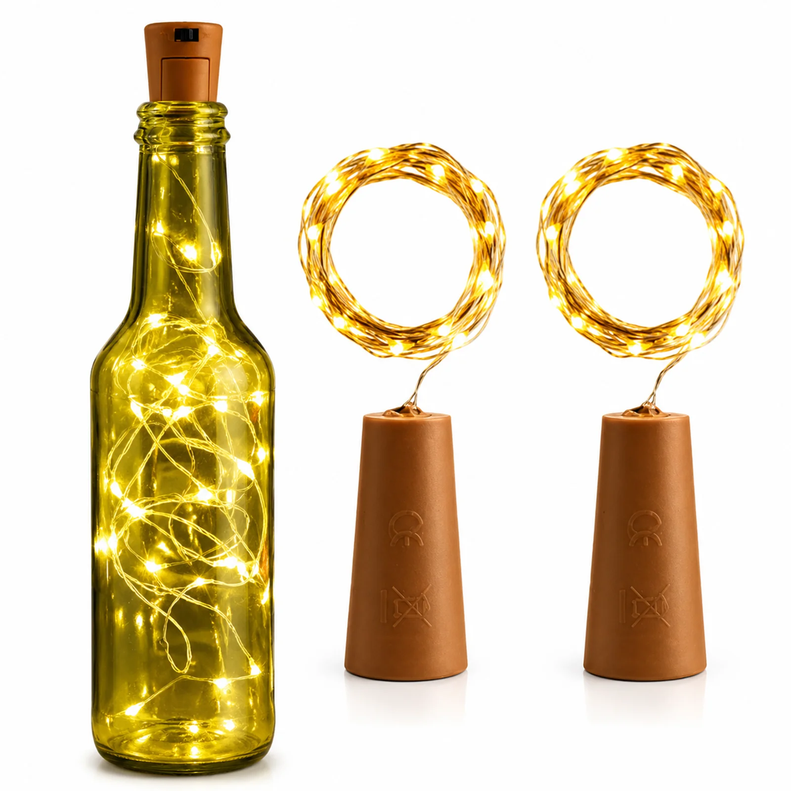 Wine Bottle Cork String Lights Pack of 2 | 20 LED 2M Warm White Fairy Lights for DIY Decoration