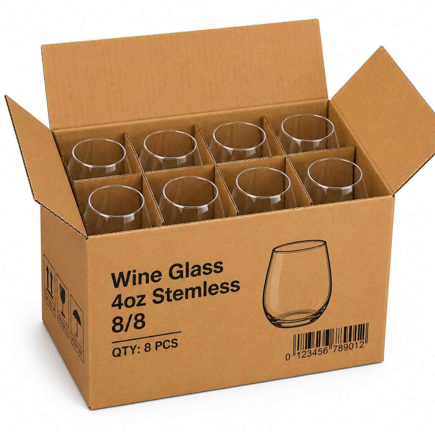 Wine Glass 4oz Stemless 8/8