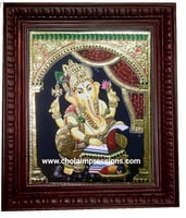 Ganesh writing Mahabharata Tanjore Painting Ganesh writing Mahabharata Tanjore Painting