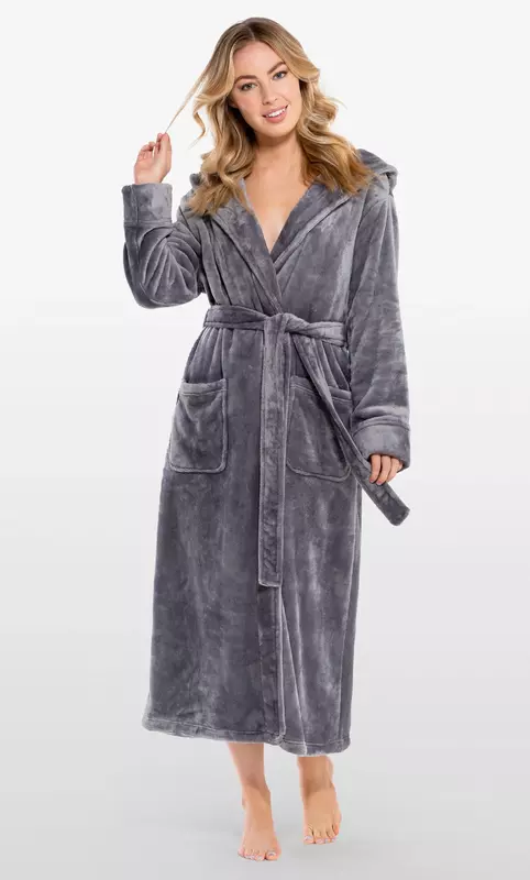 Personalized Super Soft Plush White Small Hooded Women's Robe