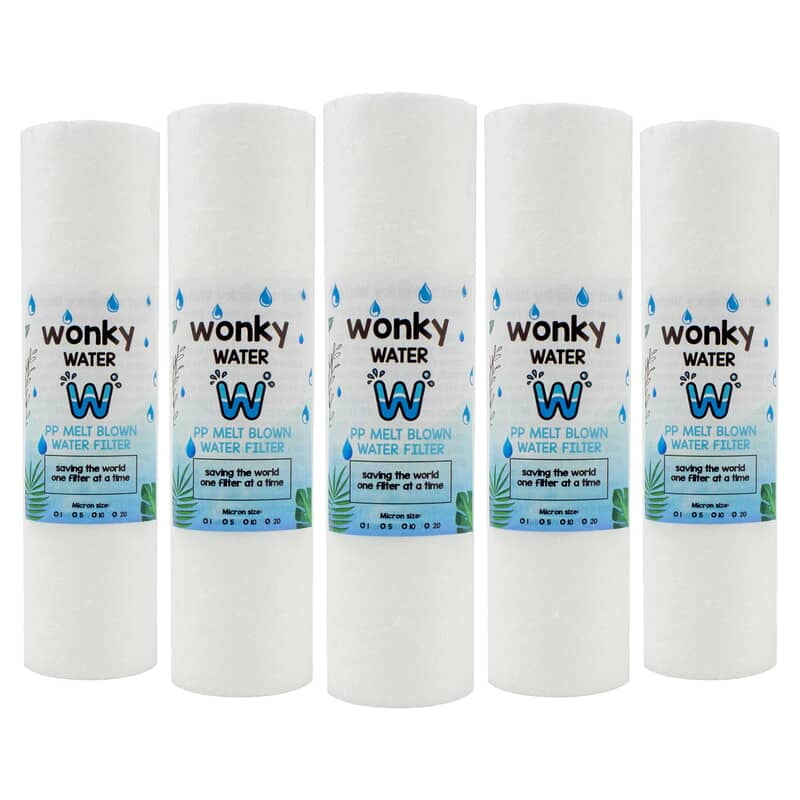 Wonky Water 10 inch Slimline Sediment Replacement Water Filter 5Mic (5 Pack)
