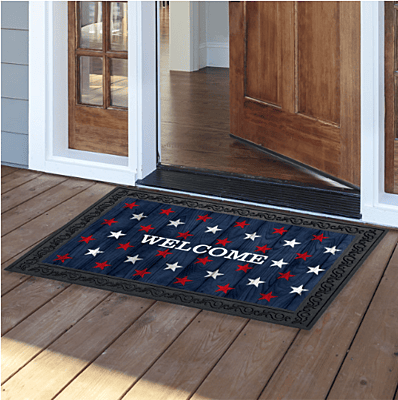 Wood American Flag Doormat