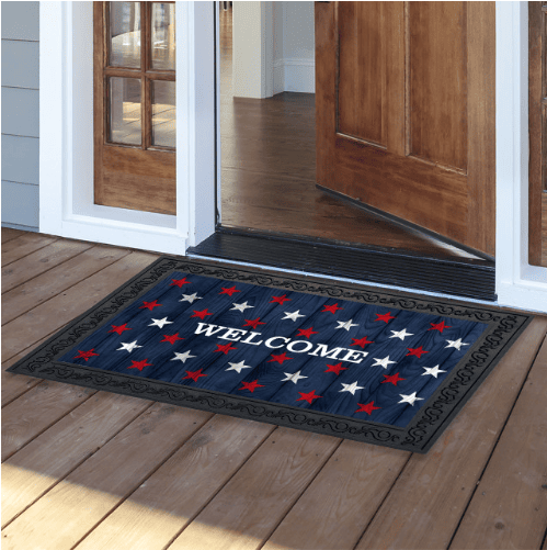 Wood American Flag Doormat