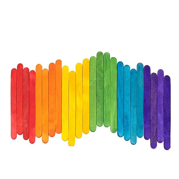 Wooden Ice Cream Sticks/Popsicle Sticks/DIY Crafts, School Projects-Multi Color 6 Inch Pack of 50