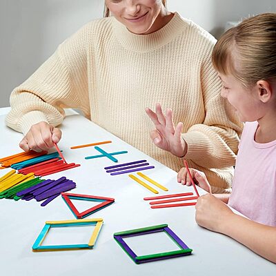 Wooden Ice Cream Sticks/Popsicle Sticks/DIY Crafts,School Projects-Multi Color 4.5 Inch Pack of 50