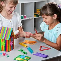 Wooden Ice Cream Sticks/Popsicle Sticks/DIY Crafts, School Projects-Multi Color 6 Inch Pack of 50