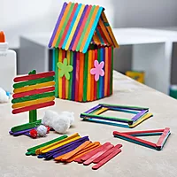 Wooden Ice Cream Sticks/Popsicle Sticks/DIY Crafts,School Projects-Multi Color 4.5 Inch Pack of 50
