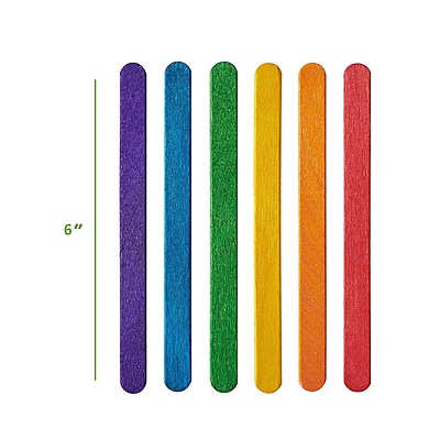 Wooden Ice Cream Sticks/Popsicle Sticks/DIY Crafts, School Projects-Multi Color 6 Inch Pack of 50