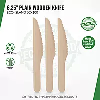 Wooden Knife 6.25" Plain Eco-Island 50/100