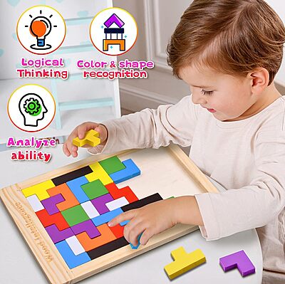 Wooden Russian Blocks Puzzle for Kids & Adults