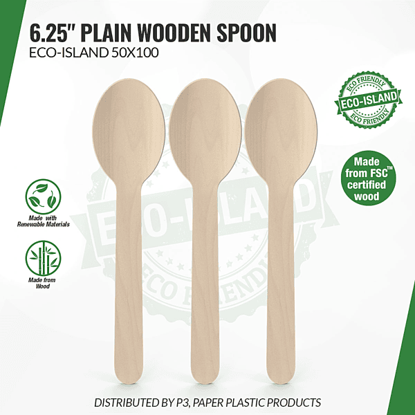 Wooden Spoon 6.25" Plain Eco-Island 50/100