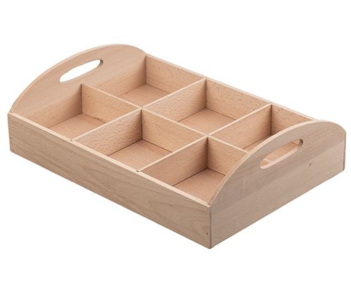 Wooden Storage Tray with Compartments