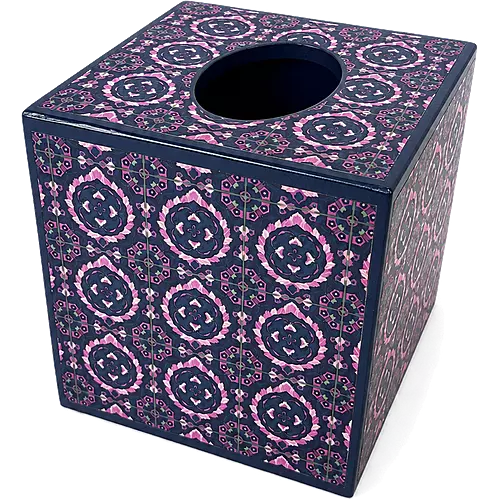 Wooden Tissue Box, Amethyst Medallion