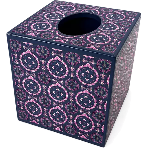 Wooden Tissue Box, Amethyst Medallion