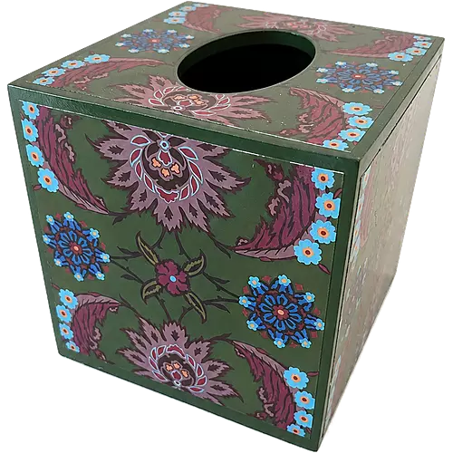 Wooden Tissue Box, Olive Rosette