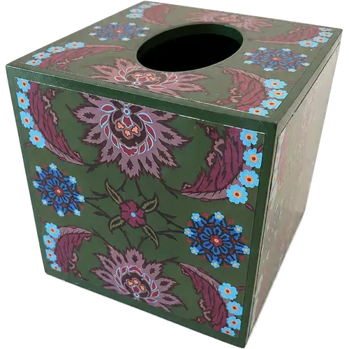 Wooden Tissue Box, Olive Rosette
