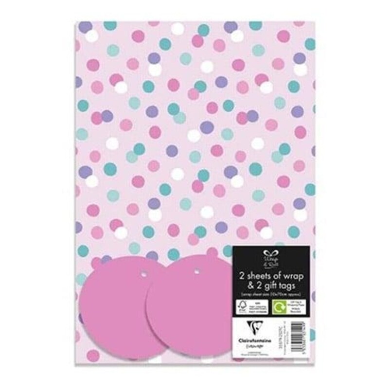 Wrap & Roll 2 Gift Wrap Sheets & 2 Tags - Dots