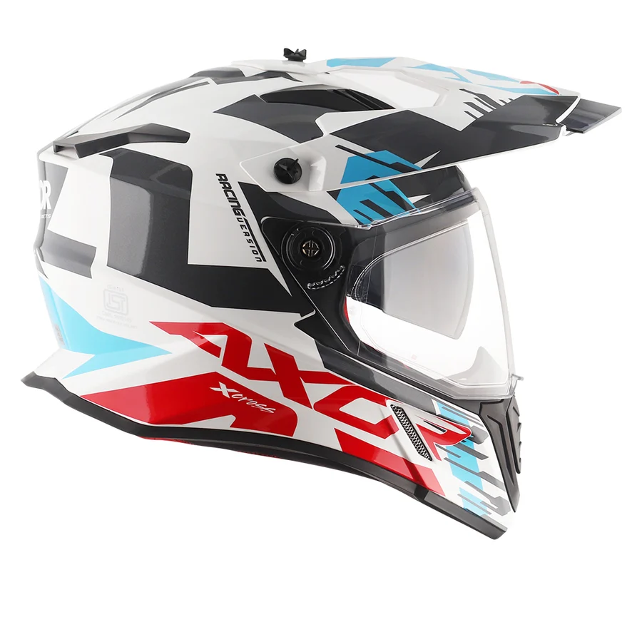 AXOR X-CROSS DUAL VISOR X1 WHITE RED 2XL