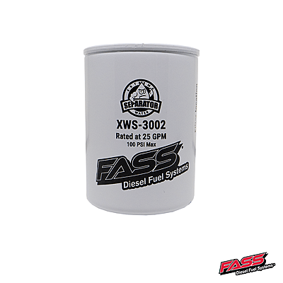 FASS XWS-3002 Extreme Water Separator front view with FASS logo FASS XWS-3002 Extreme Water Separator front view with FASS logo