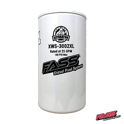 FASS XWS-3002XL extended water separator front view with FASS logo FASS XWS-3002XL extended water separator front view with FASS logo