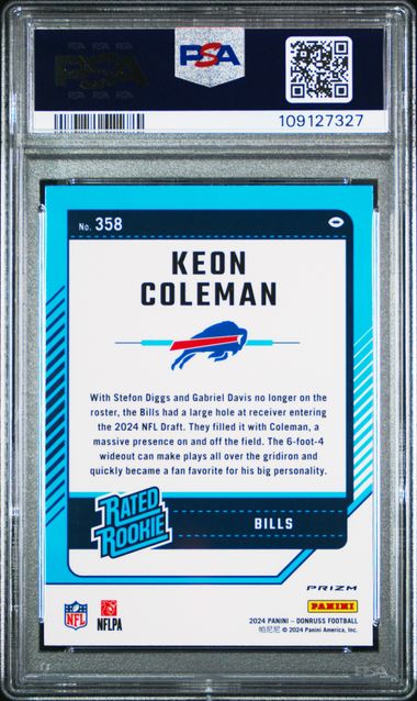 Keon Coleman 2024 Optic Preview Red Pandora psa 9