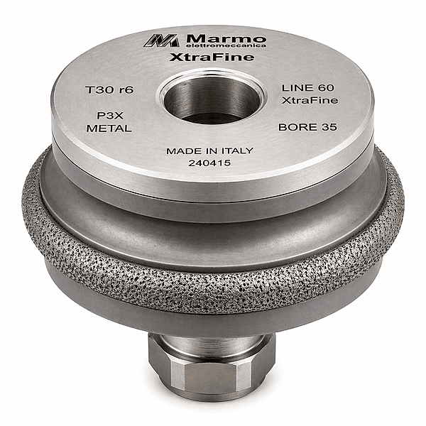 Marmo Elettromeccanica XtraFine Profile Wheel - Line 60, P3X Metal, XtraFine, T30/r6, Bore 35 Fitting