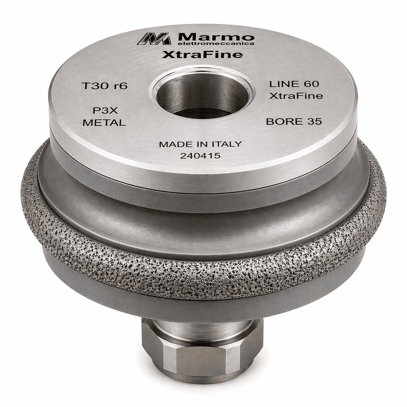 Marmo Elettromeccanica XtraFine Profile Wheel - Line 60, P3X Metal, XtraFine, T30/r6, Bore 35 Fitting