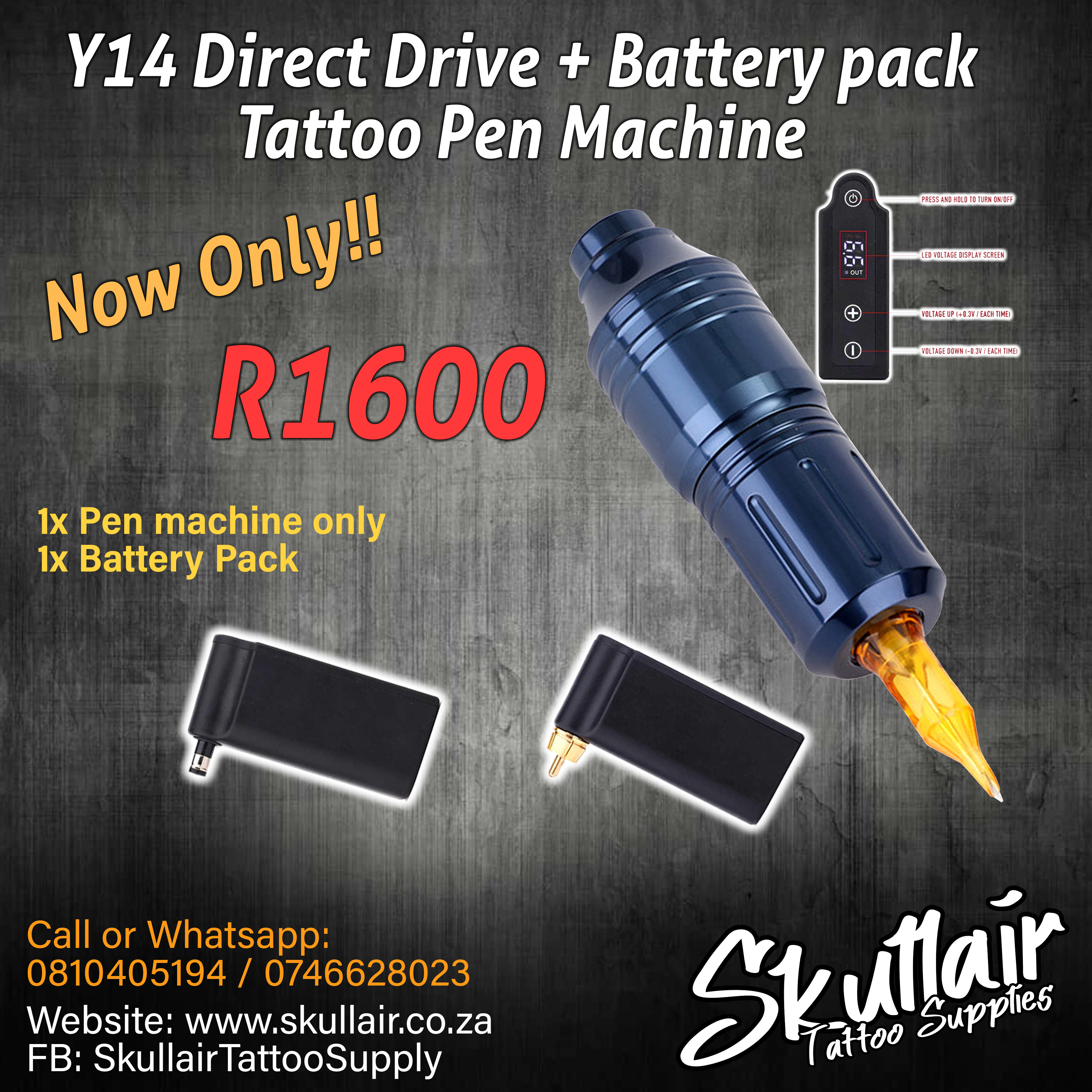 Y14 New Short Pen Machine direct drive + Battery Pack