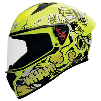 STUDDS THUNDER D10 MATT YELLOW N5 YELLOW C/V (L) WITH SPOILER AND MIRROR VISOR