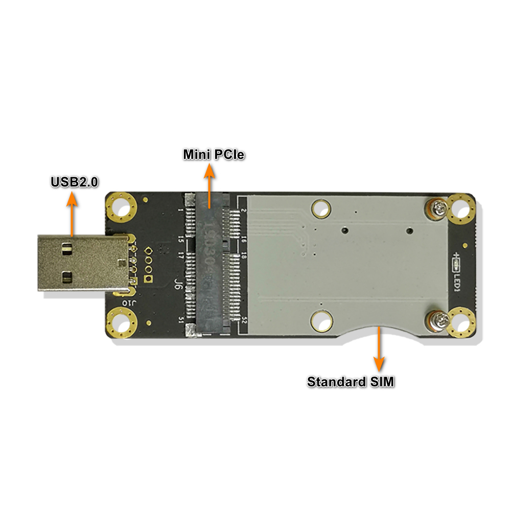 4G LTE Mini PCIe to USB 2.0 Adapter with SIM Slot – Industrial Adapter for Quectel EC25/EC20 and Other WWAN Modules, Ideal for Routers, IoT, CCTV & M2M Devices