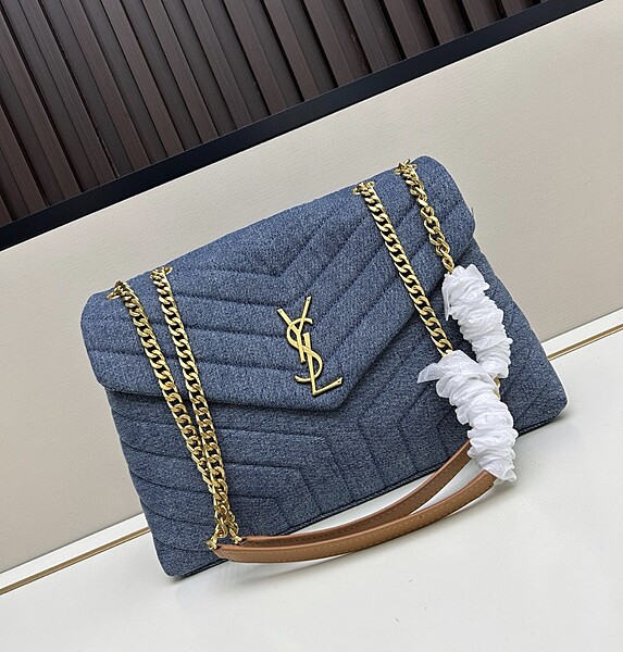 Saint Laurent Loulou Medium Denim Shoulder Bag
