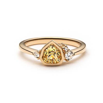 One of a Kind Bright Yellow Sapphire and Diamond Ring