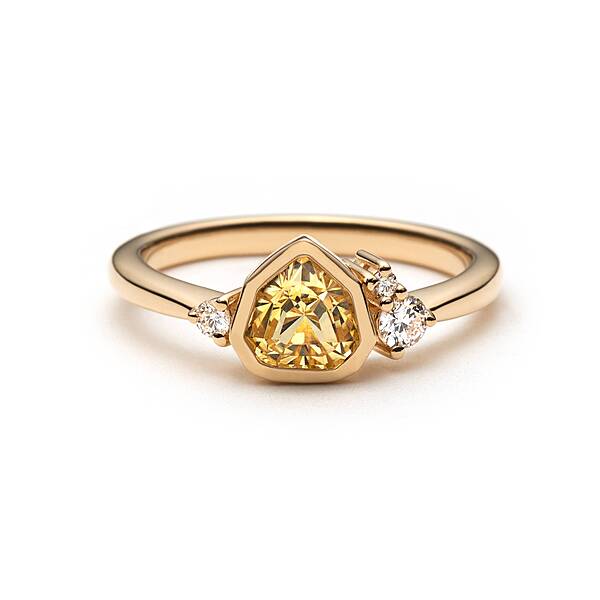 One of a Kind Bright Yellow Sapphire and Diamond Ring