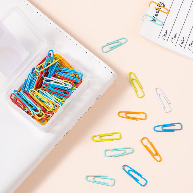 DELI Z032 PLASTIC ASST. COLOR PAPER CLIPS 28MM 100's