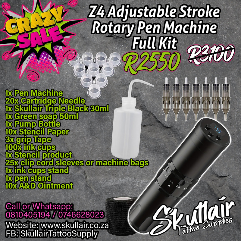 Z4 Adjustable stroke Wireless Tattoo Pen machine Full Kit Z4 Adjustable stroke Wireless Tattoo Pen machine Full Kit