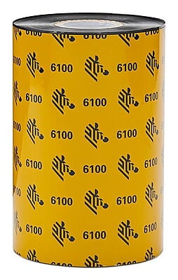 Zebra Wax/Resin Ribbon, 3.15inx1476ft, 6100 Wax/Resin, 1in core