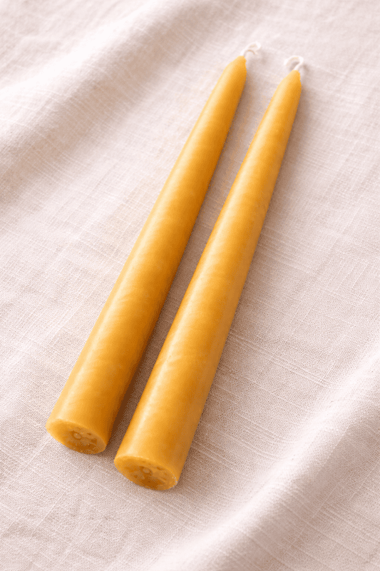 Natural Beeswax Taper Candles (Pair)