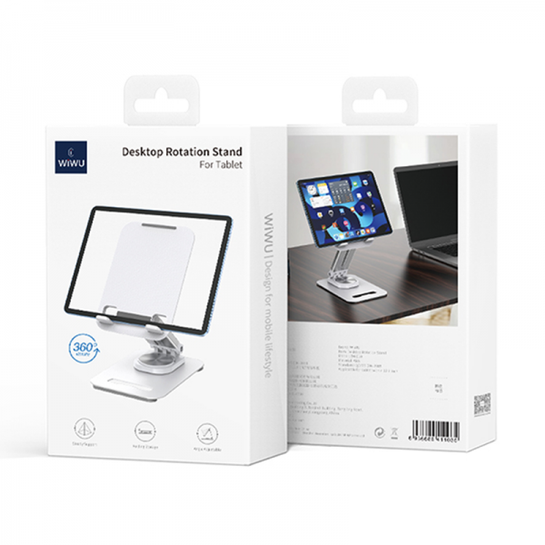 WIWI ZM010 DESKTOP ROTATION STAND FOR MOBILE PHONE AND TABLET - WHITE