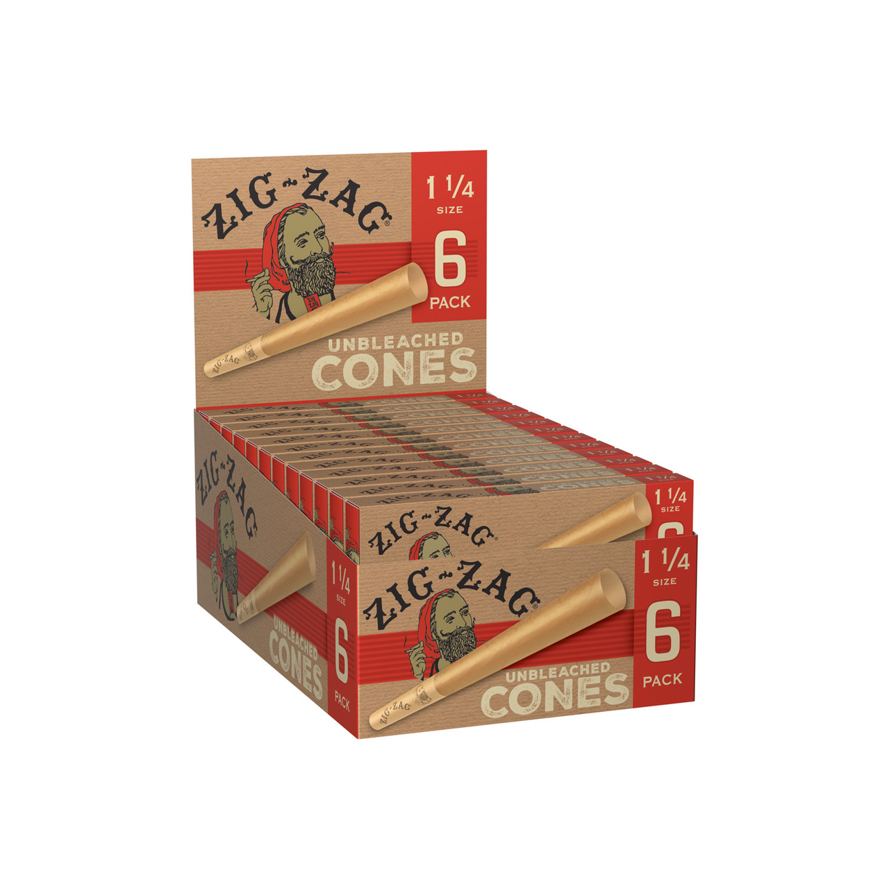 ZIG ZAG:CONES UNBLEACHED 11/4 (6/24CT)