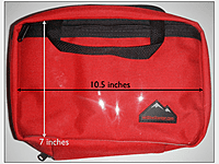 WMTC Expedition First Aid Pack measures 10.5 inches by 7 inches by 4 inches deep.