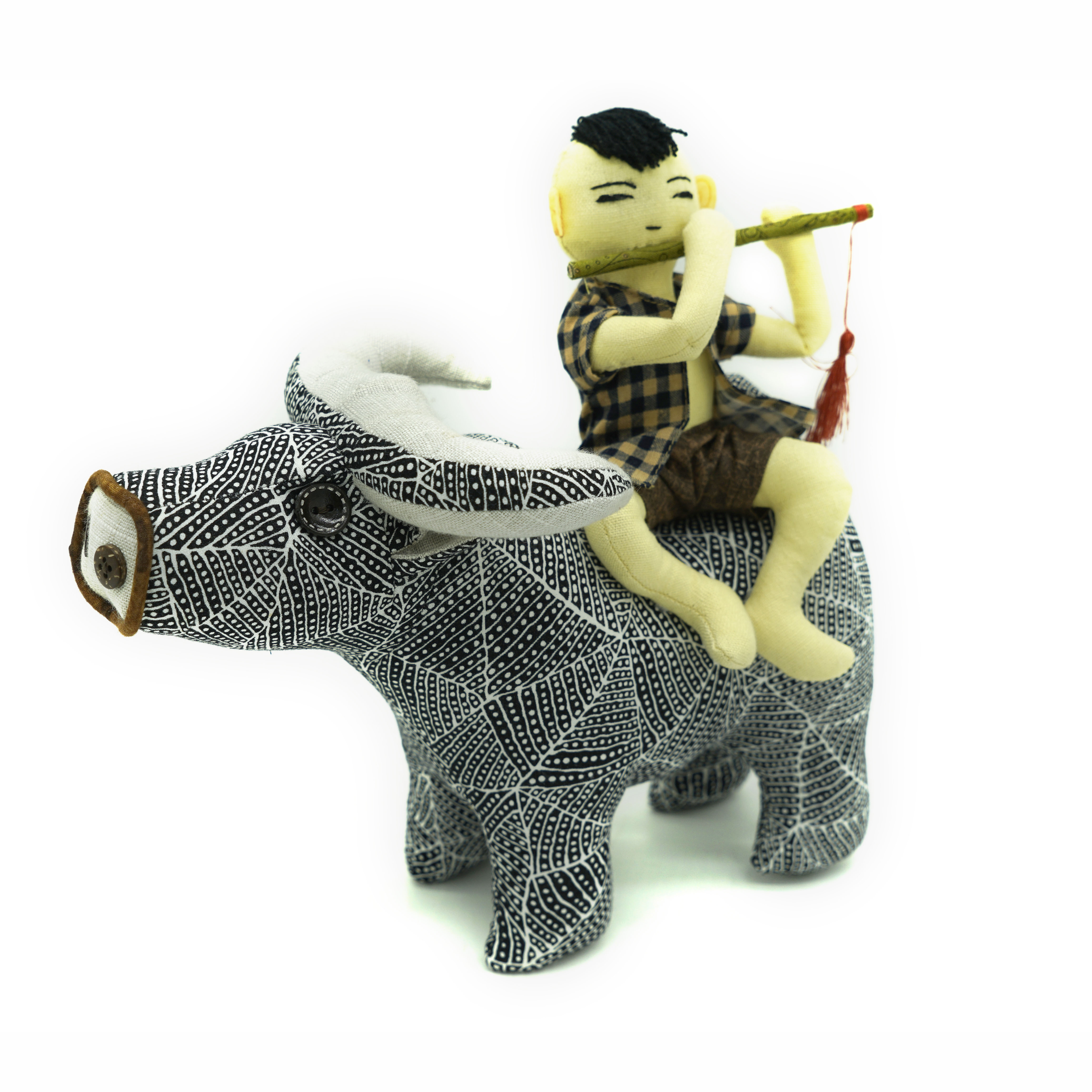 Trâu Mục Đồng - Thủ Công Nhồi Bông, Vải Cotton Trâu Mục Đồng - Thủ Công Nhồi Bông, Vải Cotton