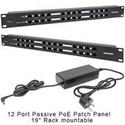 720342 Intellinet 12 Port Passive PoE Patch Panel  24 Port Patch Panel with 12 port RJ45 Data In and 12 po