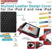 2161815965910 Promate iPose.10 Protective leather case with single level stand and side lock for new iPad Black R