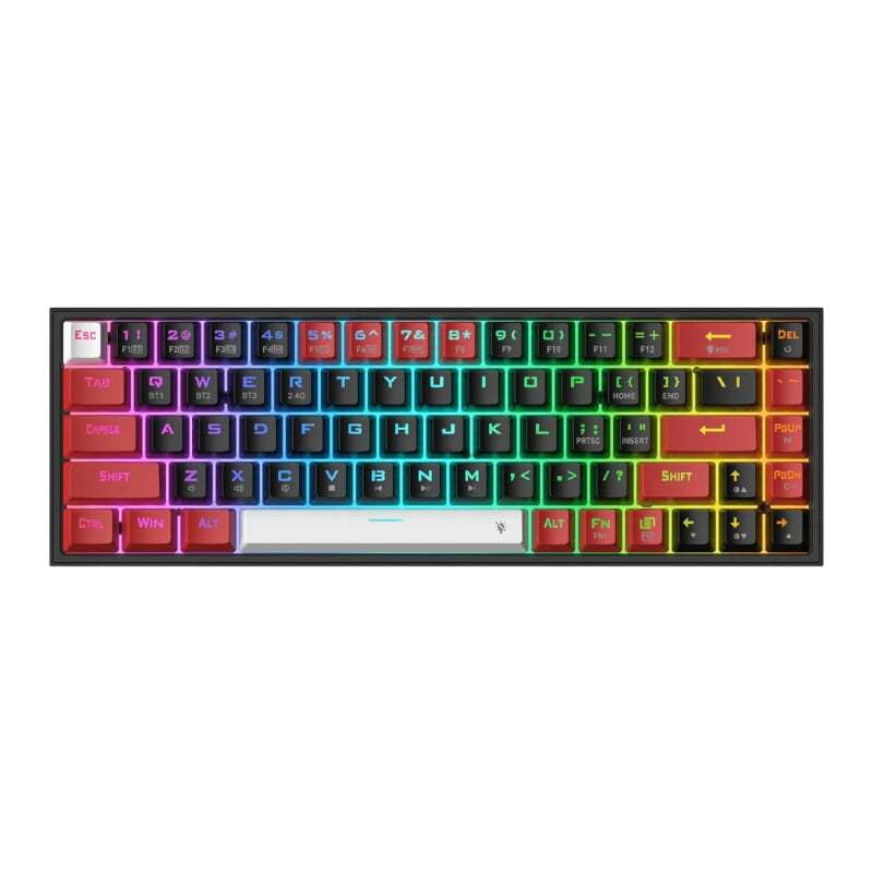 RDK631RGBPROBRW REDRAGON Castor Pro 68Key Wireless Red|Black|White KeyCap Bluetooth RGB Red Switch  Black|Red